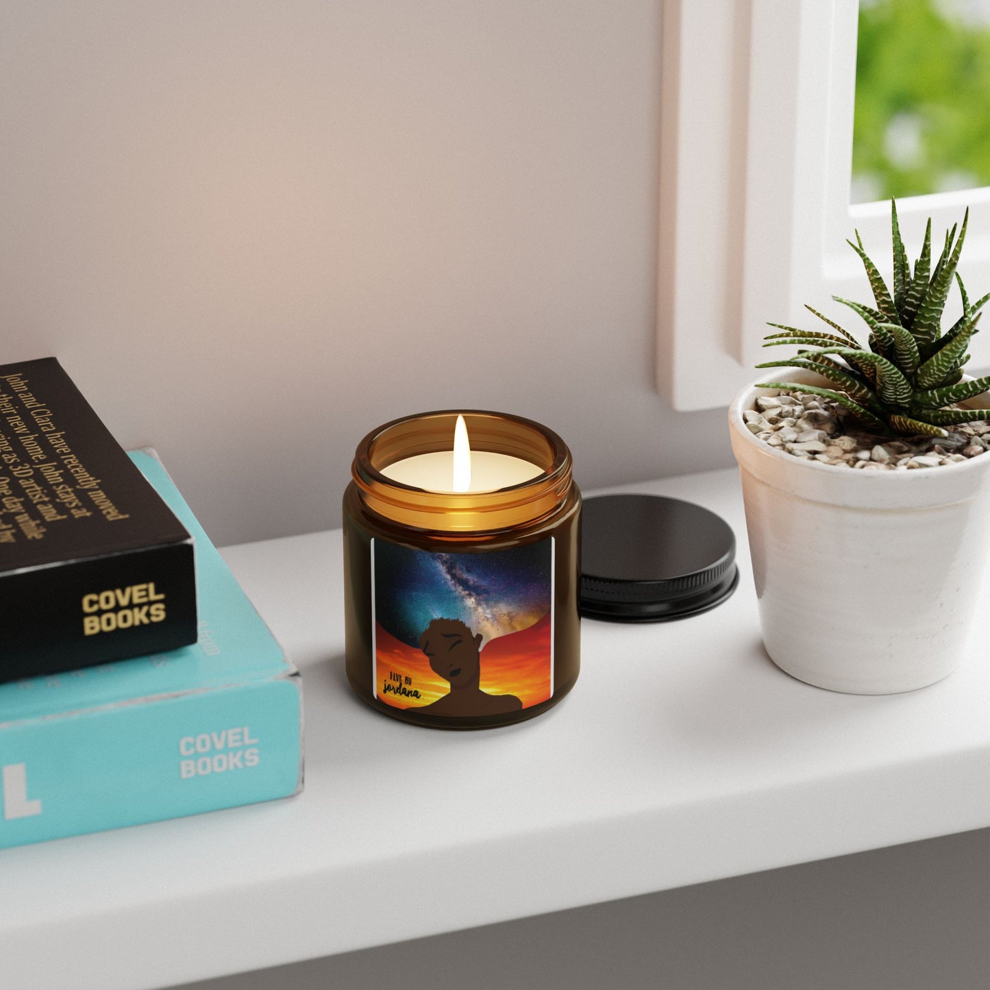The Midnight Sky Soy Candle — 'Find Peace' Amber Jar Scented Candle (Multiple Sizes)