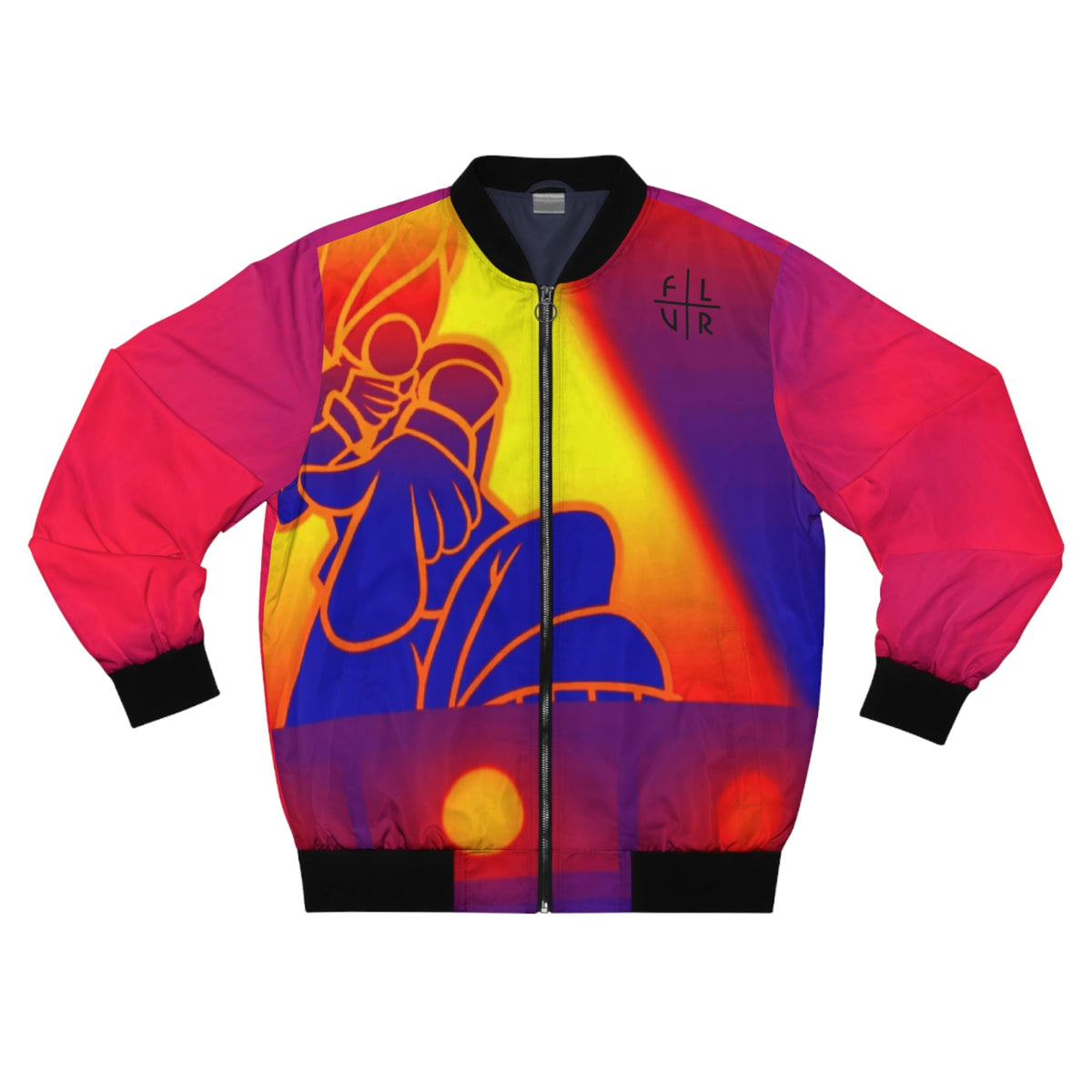 Heather B Intensity men’s bomber jacket featuring Jordana’s original artwork