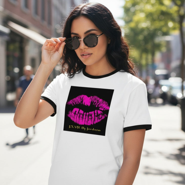 Woman modeling The Swack FLVR By Jordana graphic T-shirt
