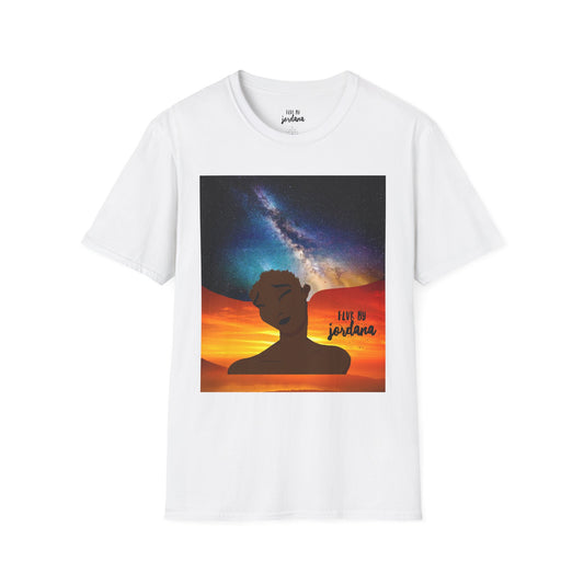 Sunset Silhouette Galaxy Tee — 'hold me jealous' Artistic Graphic T-Shirt